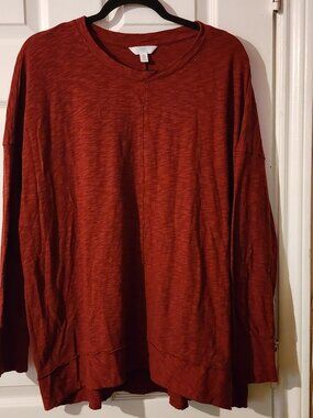 Time and Tru Rust Burnt Orange Long Sleeve Hi-Low Tunic Top XXL (20)